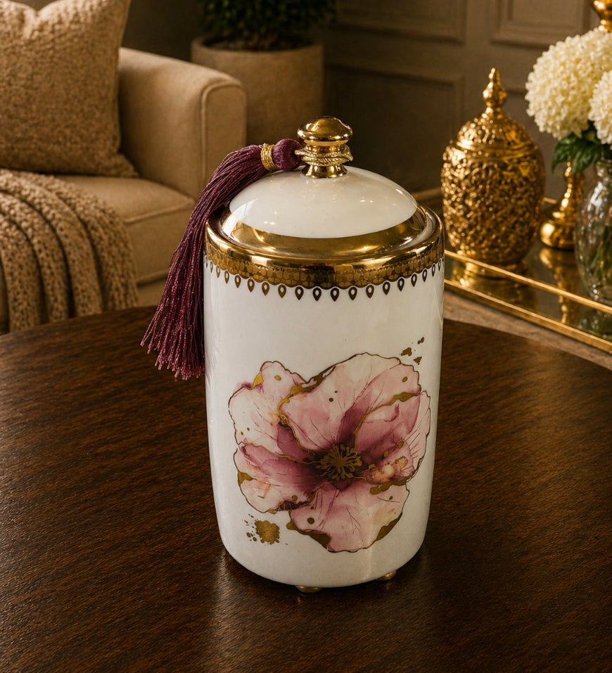Floral Print Ceramic Jar
