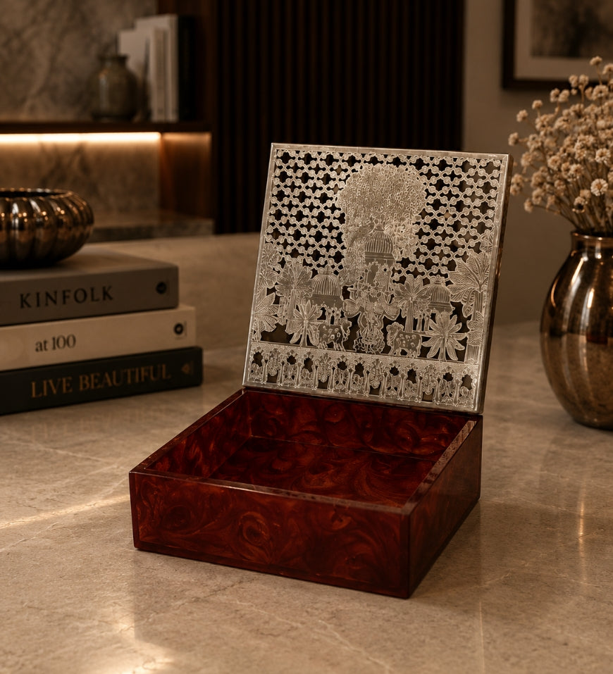 Iron Maroon Square Gift Box