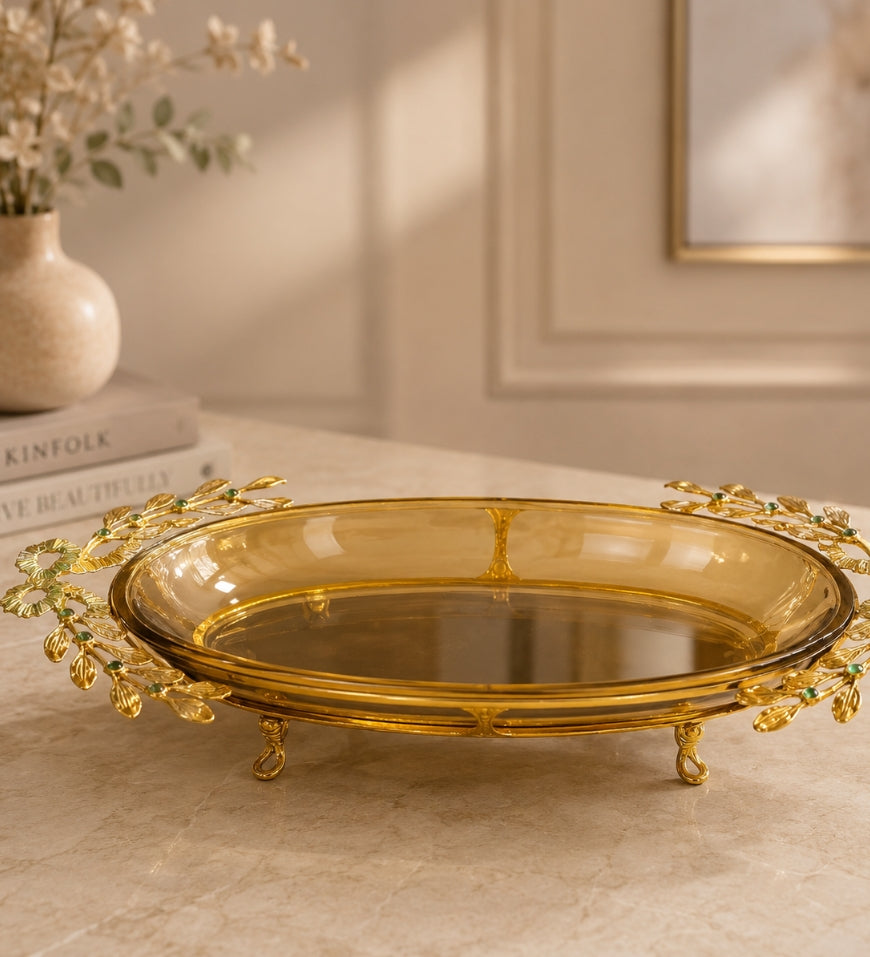 Elegant Oval Glass Serving Bowl Platter