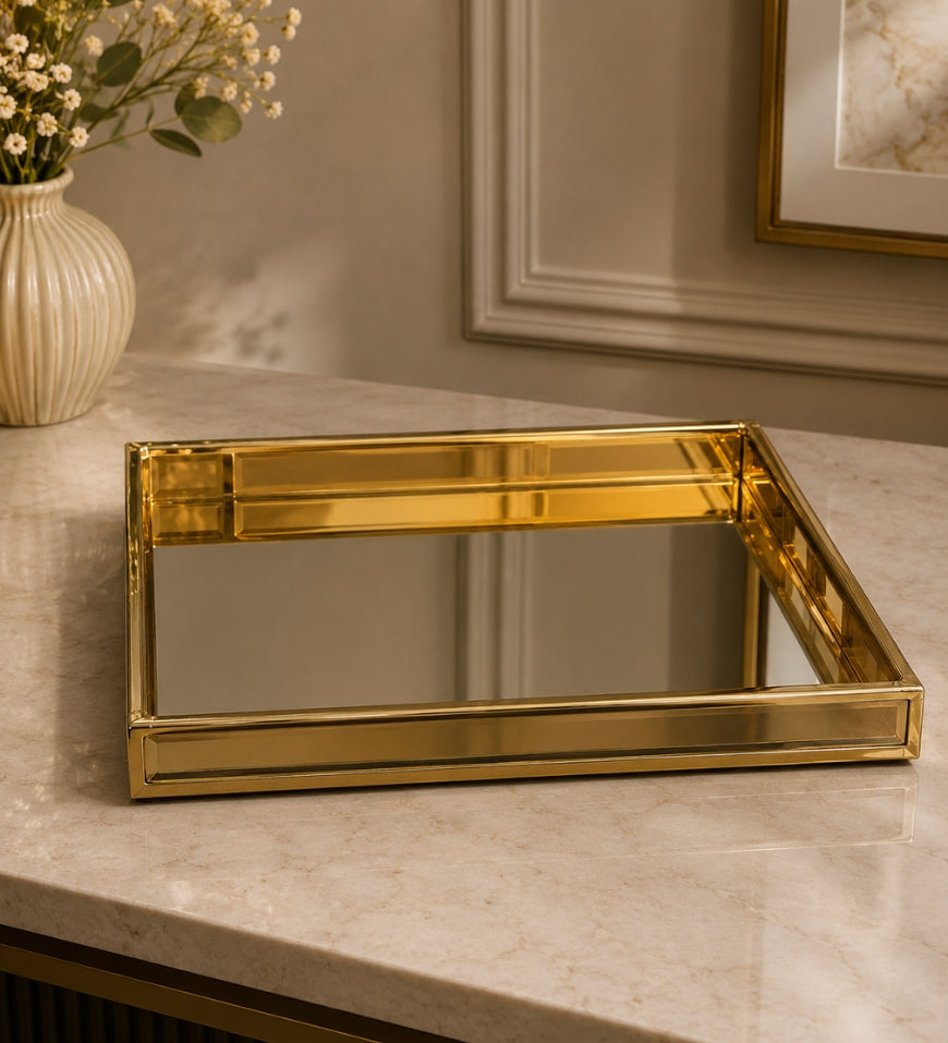 Rose Gold Glass Serving Platter