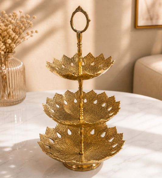 2 Tier Brass Platter