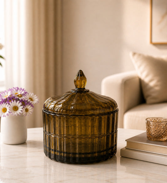 Amber Glow Glass Jar