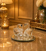 Elegant Crystal Swan Duo on Mirrored Base