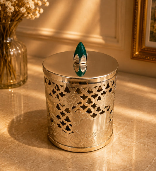 Emerald Bloom Glass Jar