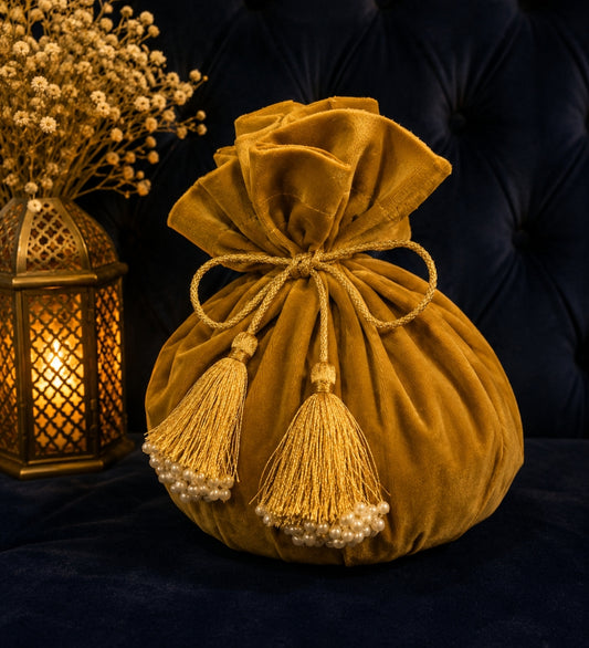Golden Round Potli Bag