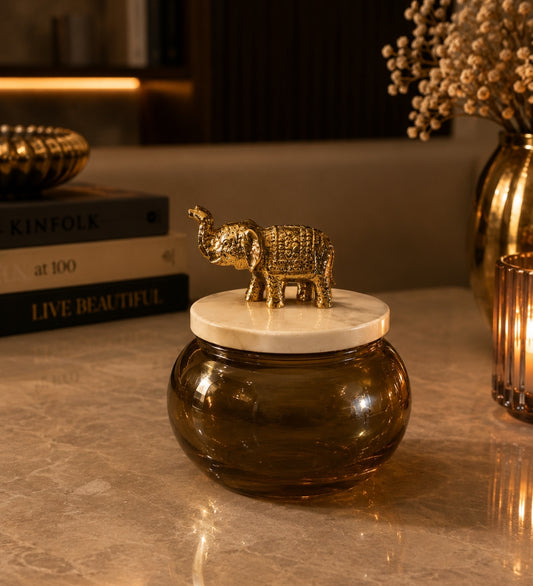 Royal Elephant Glass Jar