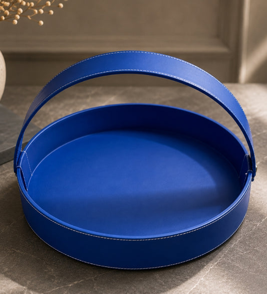 Luxury Blue Leather Basket