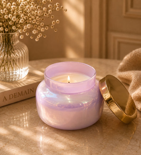 Purple Glass Candle