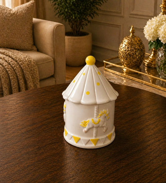 Small Horse Print Ceramic Jar