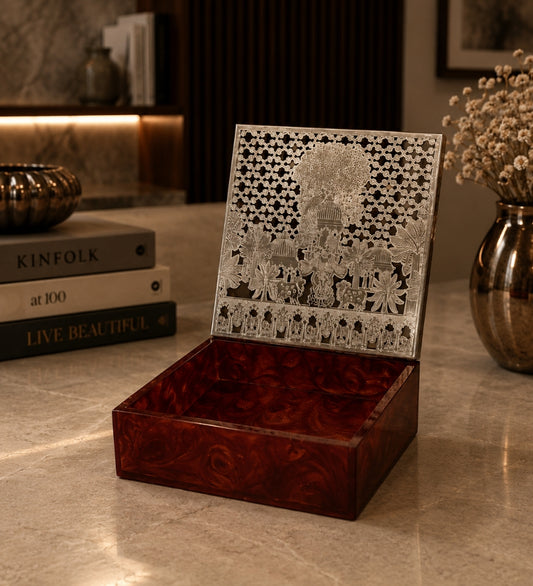 Iron Maroon Square Gift Box