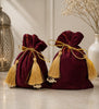 Maroon Suede Potli Bag