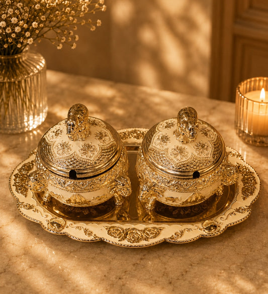 2-Piece Candy Jar Set with Tray