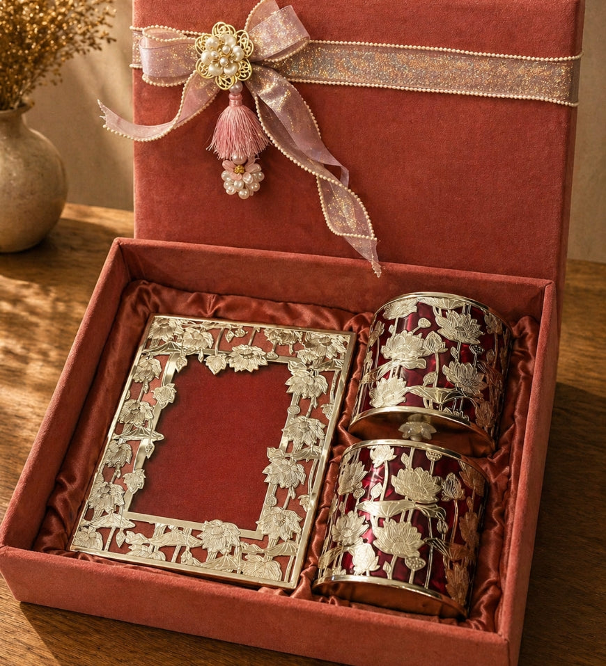 Blush Corporate Gift Box with Dual Jars & Photo Frame