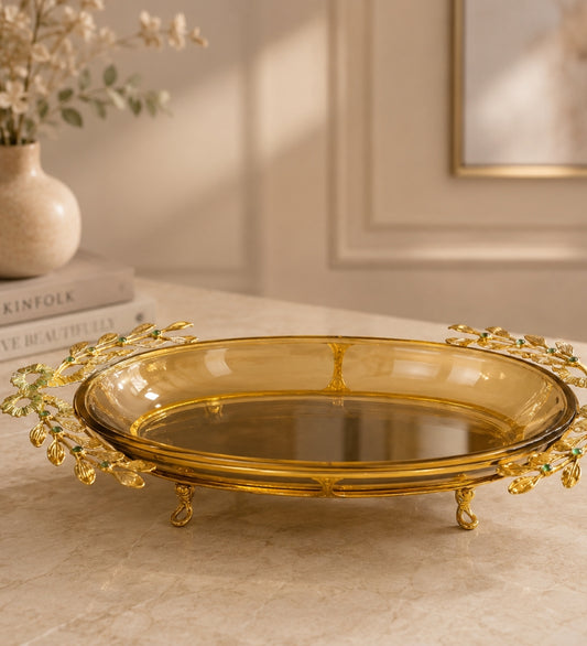 Elegant Oval Glass Serving Bowl Platter