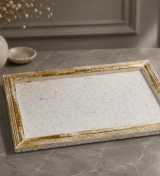 Elegant White Wooden Serving Tray