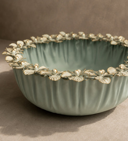Powder-Coated Green Decorative Bowl