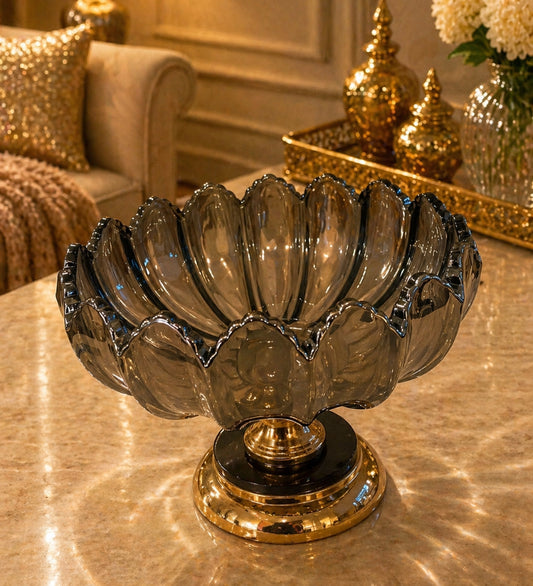 Smoky Grey Glass Decorative Bowl