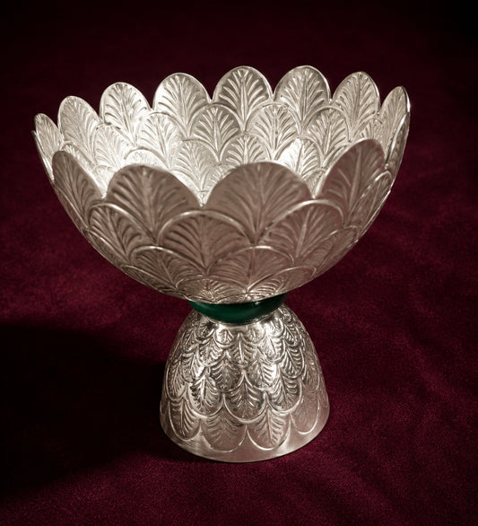Engraved Petal Metal Bowl Stand