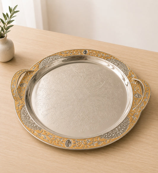 Enamelled Round Serving Tray