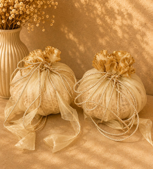 Golden Round Organza Potli Bag