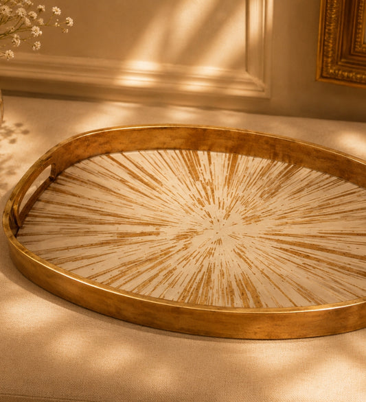 Golden Sunburst Glass Tray