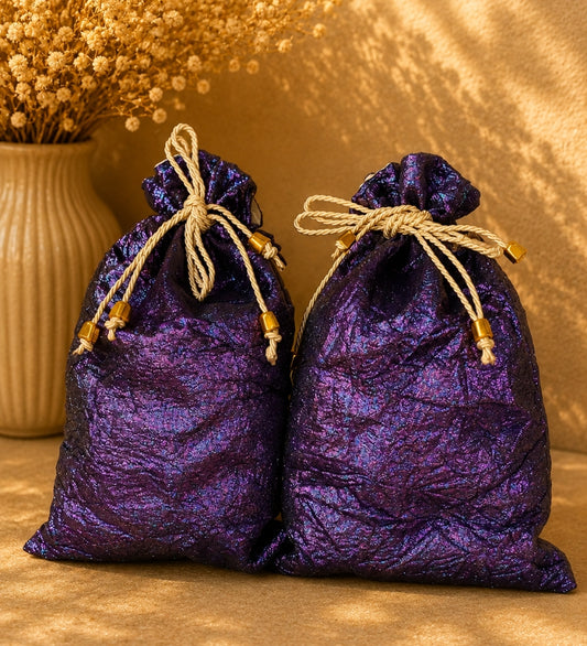 Purple Imported Crinkle Tissue Potli Bag