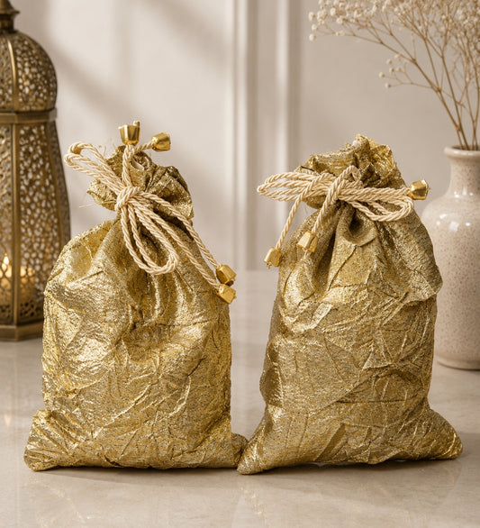 Golden Imported Crinkle Tissue Potli Bag