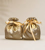 Metallic Gold Crepe Potli Bag with Satin Ribbon Closure