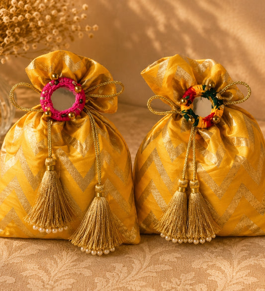 Yellow Brocade Potli Bag