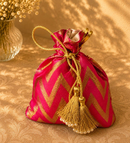 Red Brocade Potli Bag