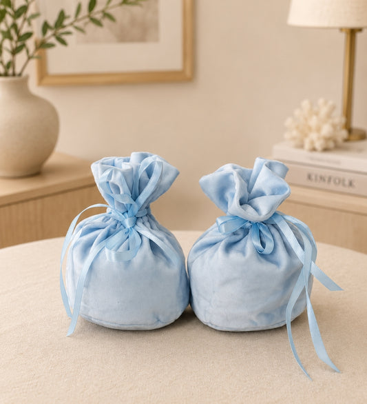 Blue Small Suede Potli Bag