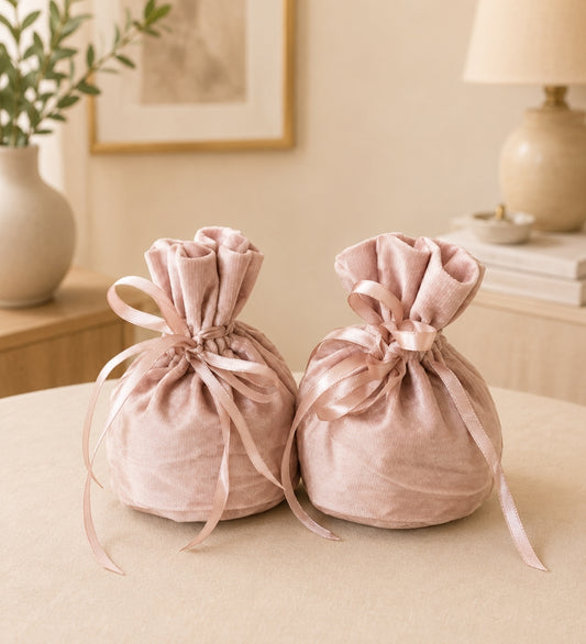 Pink Small Suede Potli Bag
