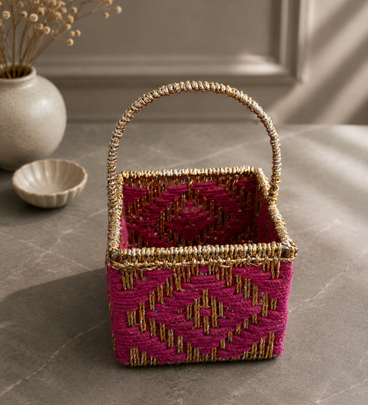 Weaved Pink Basket