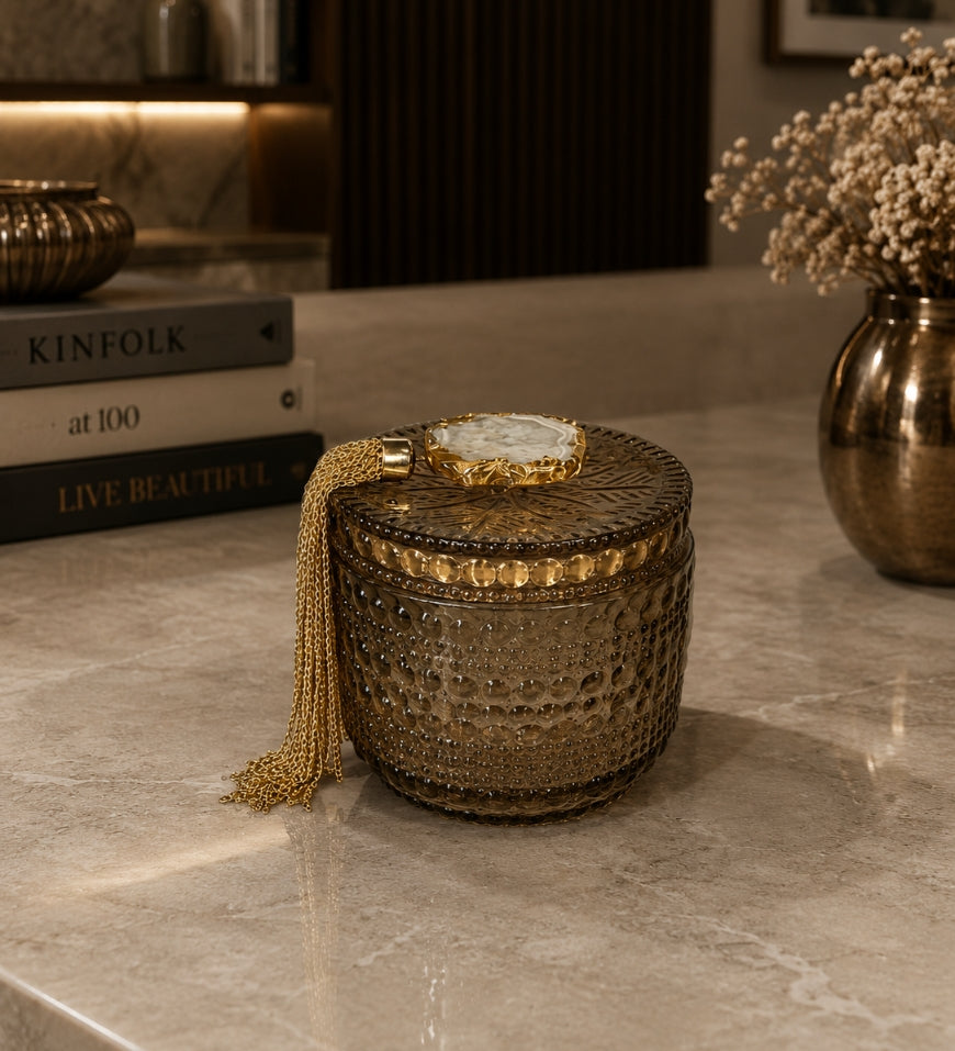 Agate Elegance Glass Jar