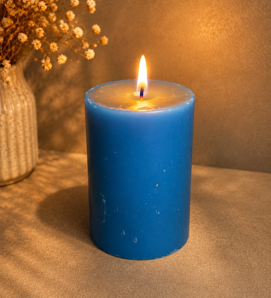 Blue Pillar Candle