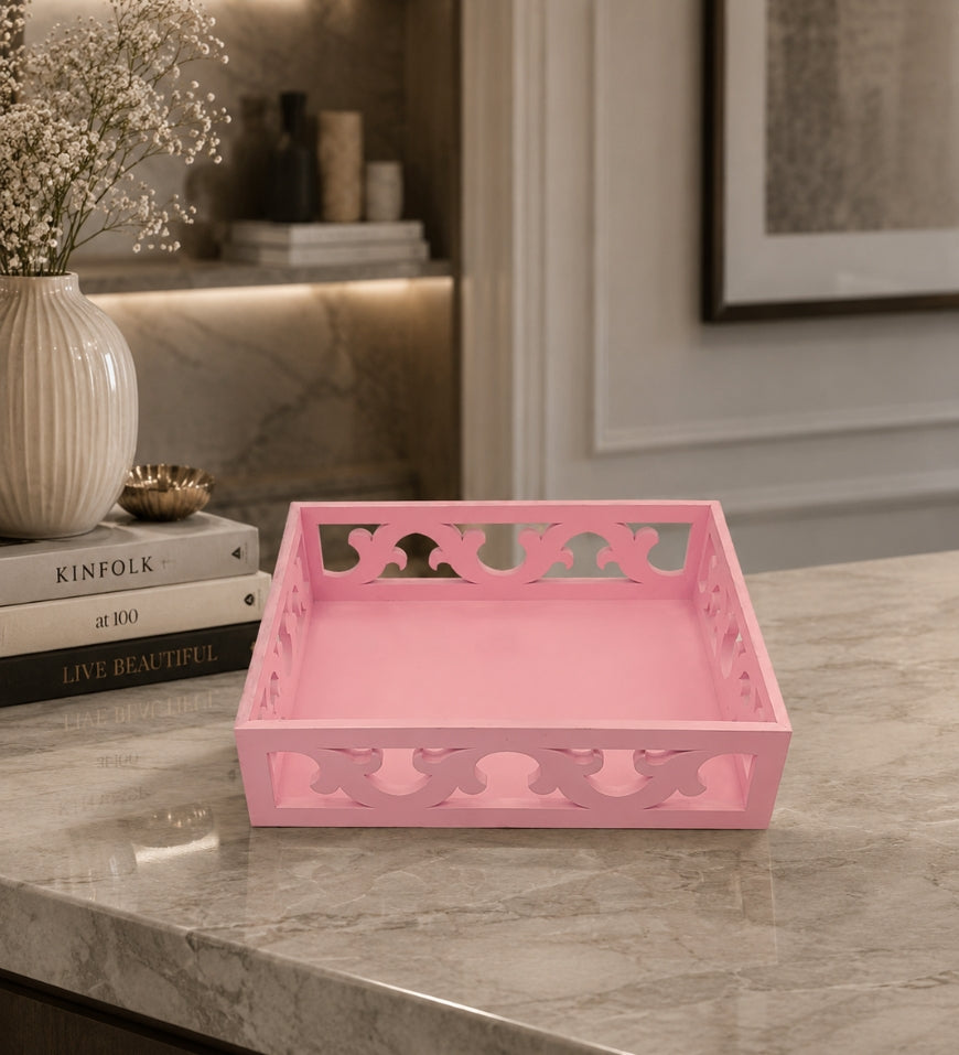 Blush Bloom Wooden Tray