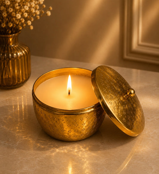 Gold Tin Jar Candle with Lid