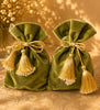Green Suede Potli Bag