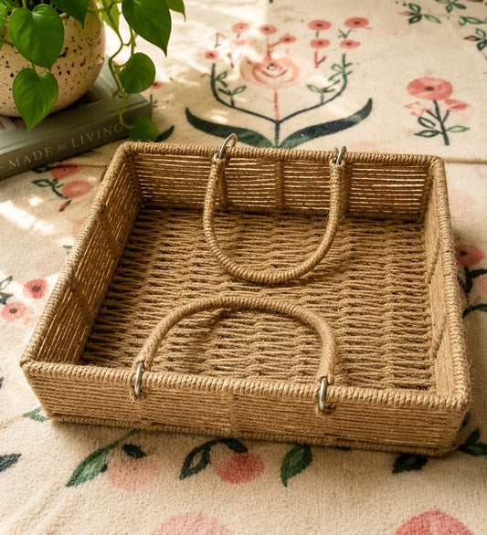 Square Macramé Basket with Handle